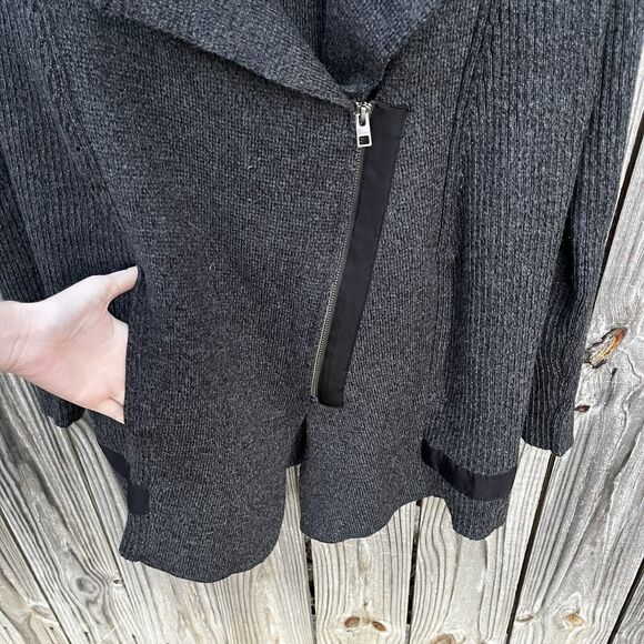 Athleta #352993 Sentinel Sweater Moto Wrap Gray Merino Wool Blend Jacket Small - Picture 5 of 13